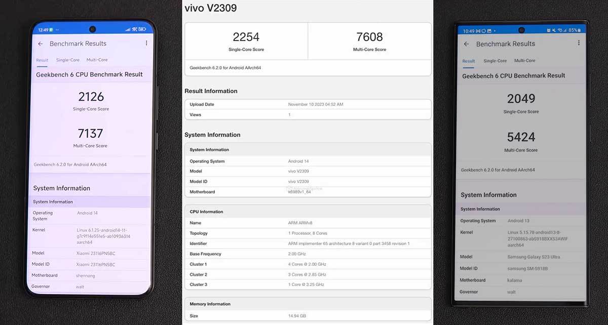 Snapdragon 8 Gen 3 vs Dimensity 9300 Geekbench 6 test Snapdragon 8 Gen 3 vs Dimensity 9300 Geekbench 6 test
